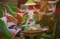 longhorns cattle playing poker facetious humor pets